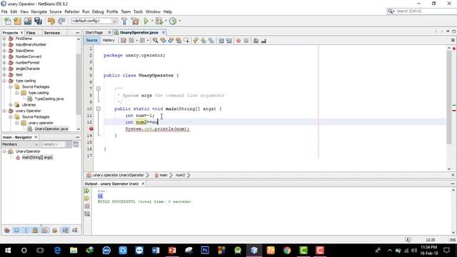 Unary and Binary Operator in java