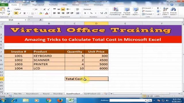 Enter a Formula to Calculate Total Cost in Excel || Total Cost Formula Tricks