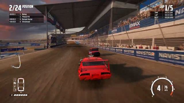 Wreckfest. Dirt Devil Stadium Banger Race.  Wheelman with a controller