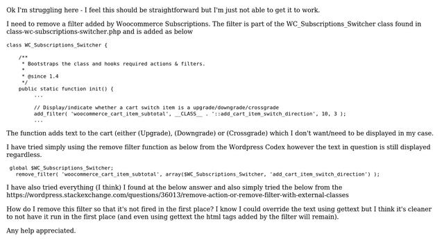 Wordpress: How to remove filter added by another plugin in a class? (2 Solutions!!)