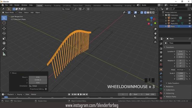 Blender 2.8x 3D Curved Bridge modeling easy guide