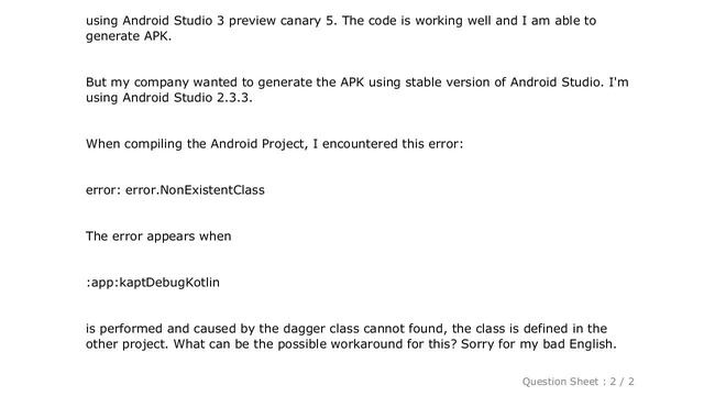 Android : ERROR : error.NonExistentClass Kotlin In multi module Dagger project