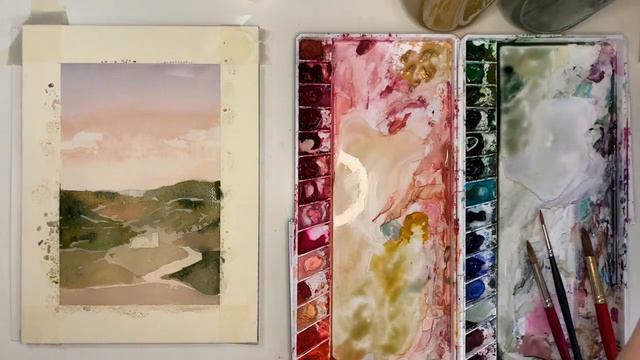 Italian Landscape in Watercolor