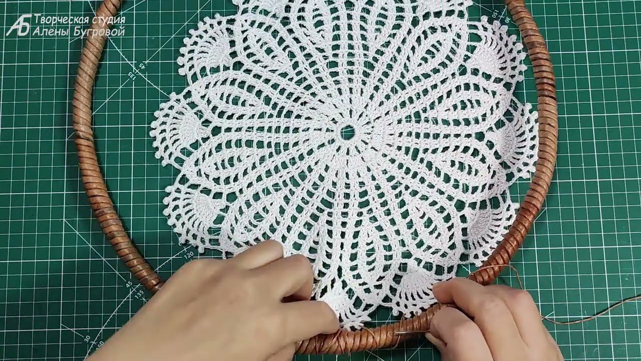 Панно Ловец снов. Пришиваю салфетку