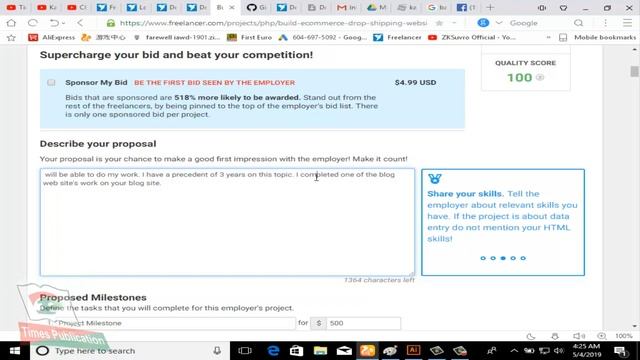 How to place a bid for project on freelancer