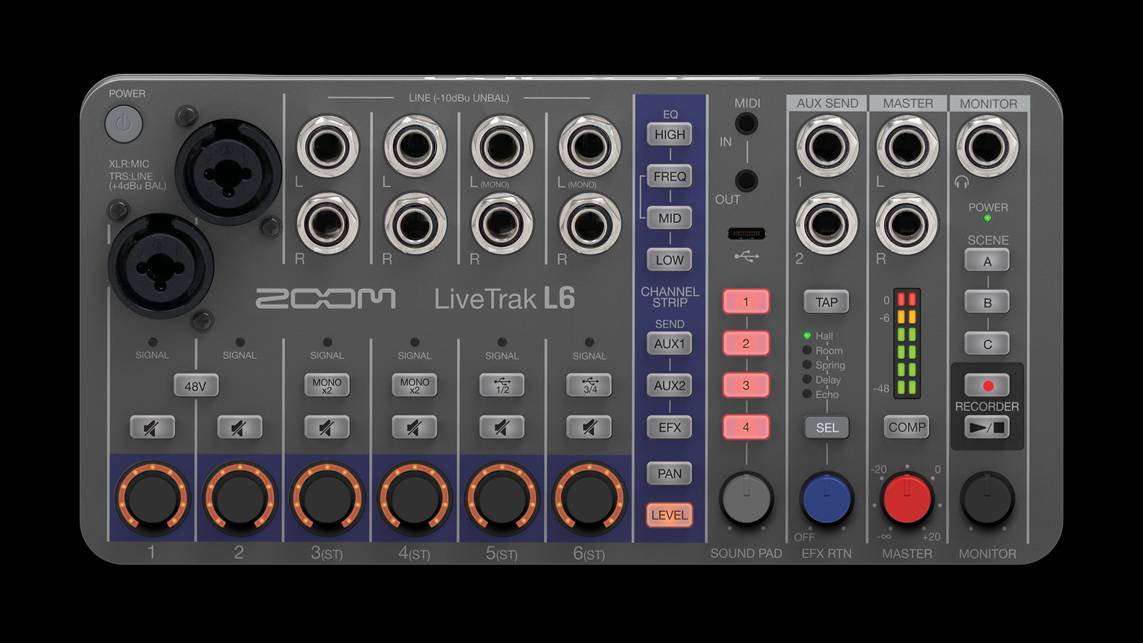 Zoom LiveTrak L6 Battery-Powered Digital Mixer & Recorder for Live Jams