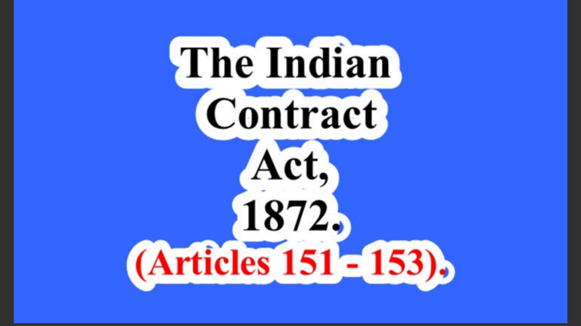 The Indian Contract Act, 1872. (Articles 151 – 153).