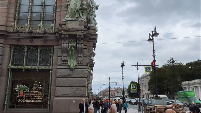 Walking Nevsky Prospekt in St Petersburg Russia In A Cloudy Day