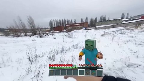 Minecraft in Real Life POV SECRET VILLAGER HOUSE in Realistic Minecraft RTX Texture Pack 創世神第一人稱真人版