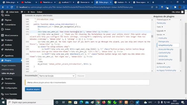 Dokan SetupWizard SetupSeller Editando e traduzindo