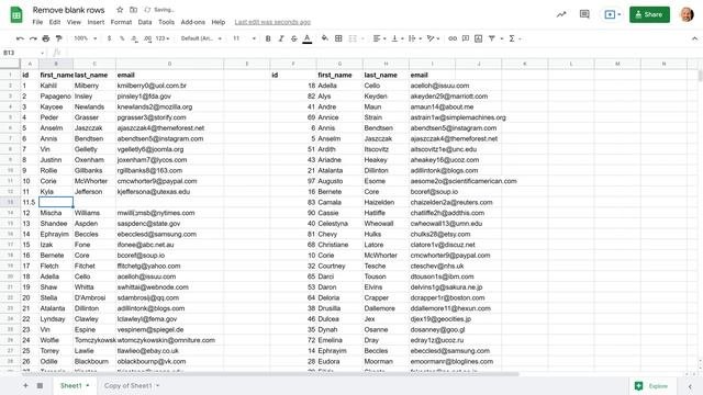 Google Sheets - Delete Blank Rows