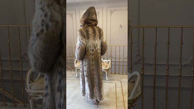 LYNX fur coat - шуба в пол из рыси с капюшоном 2