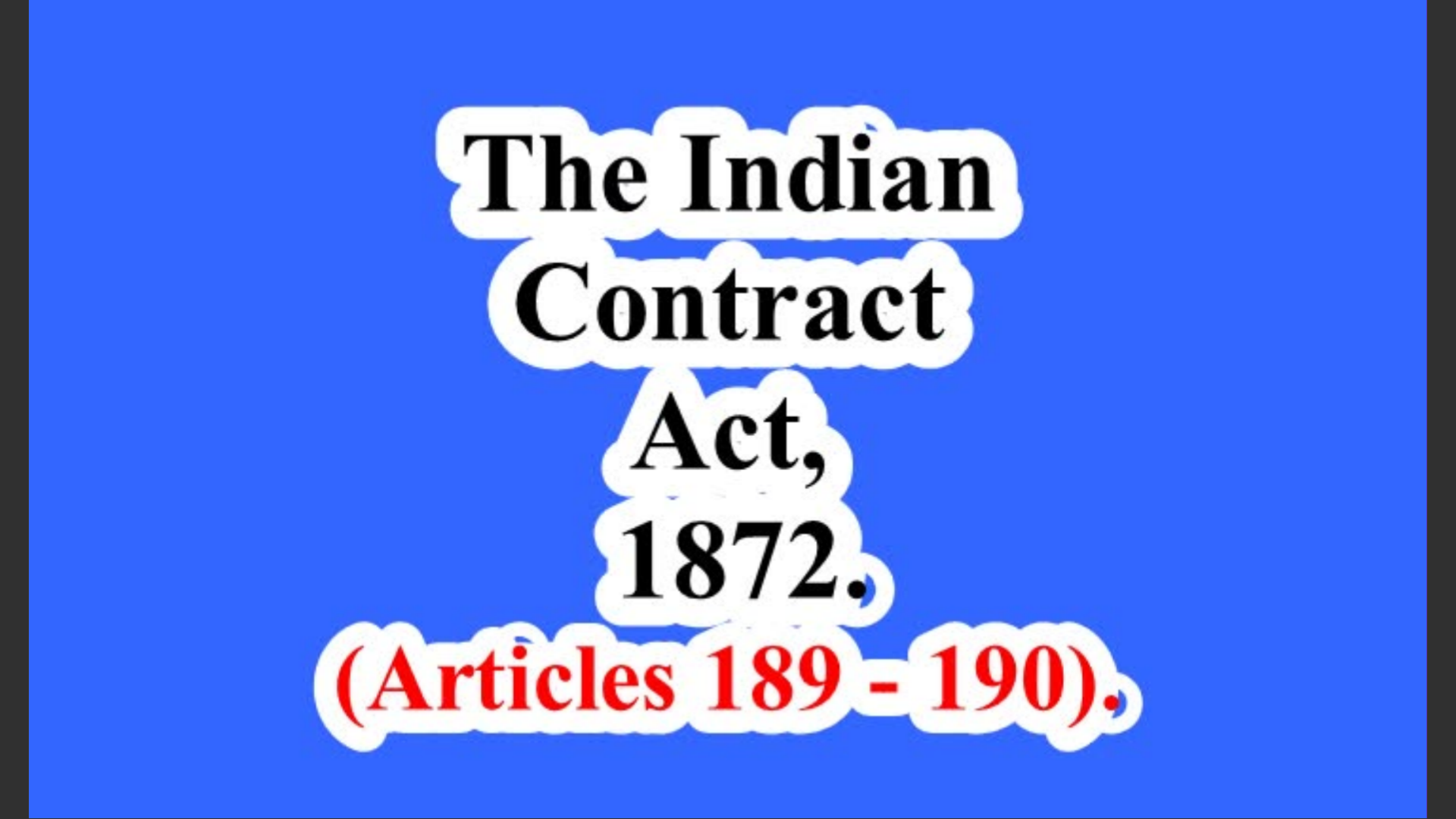 The Indian Contract Act, 1872. (Articles 189 – 190).