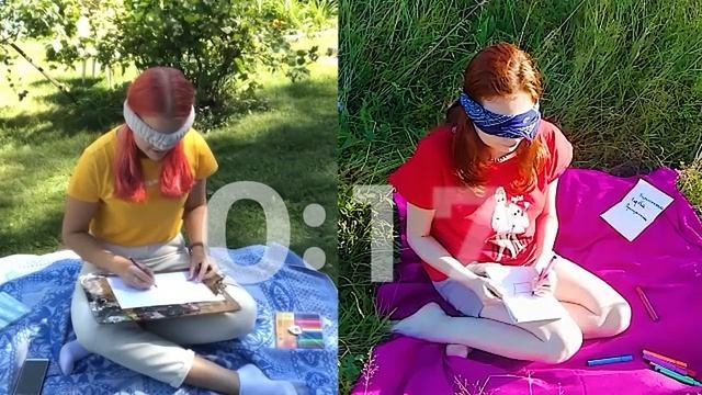 3 РИСУНКАС закрытыми глазами Кто лучше нарисует за 20 секунд