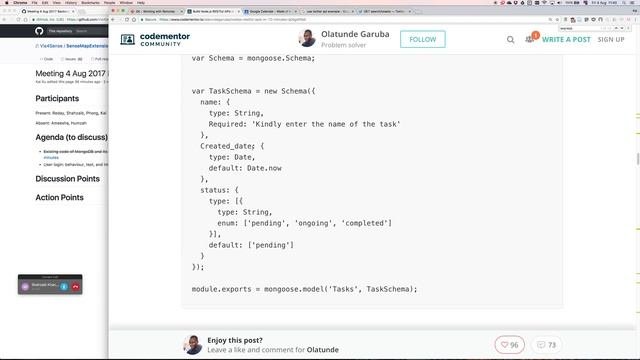SenseMap Backend Meeting On REST API With MongoDB And Node (04 Aug 2017)