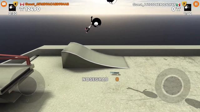 Playing skateboard stickman