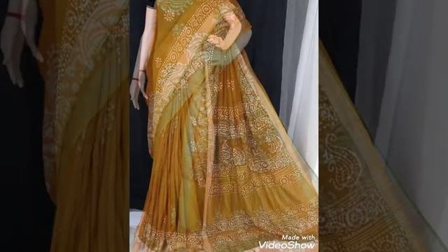 Batik print linen slub sarees, Navarathri special online shopping