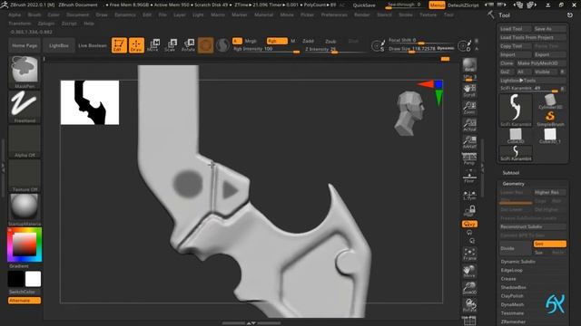 Hard surface sculpting in ZBrush Part - 1 : Sketch | Sci-Fi themed Karambit