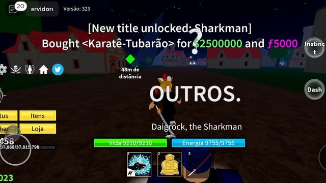 peguei shark Man karatê V2 no blox fruitsRoblox ler descrição