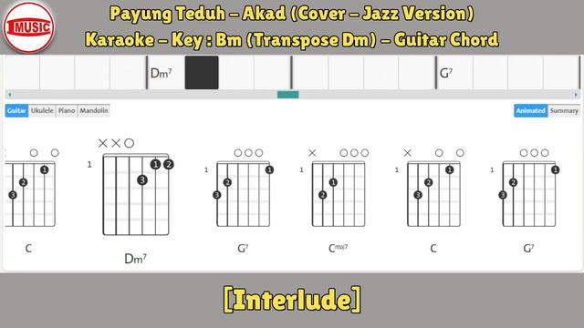 Payung Teduh - Akad (Cover - Jazz Version) [Karaoke - Key Bm (Transpose Dm) - Guitar Chord]