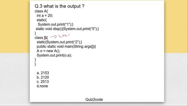 Java: MCQs on static and initializer block part1