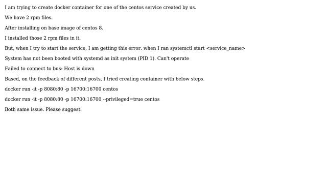 Docker System has not been booted with systemd as init system PID 1. Cant operate