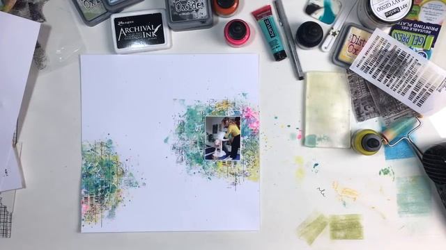 Mixed Media Scrapbooking Process Video - Using Acrylic Ink And Gesso