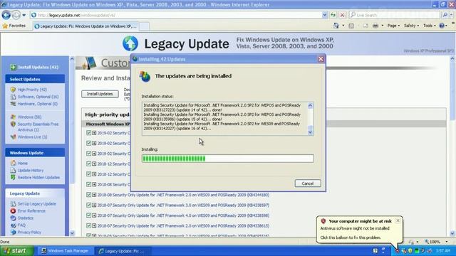 Installing ALL updates on Windows XP RTM with Legacy Update