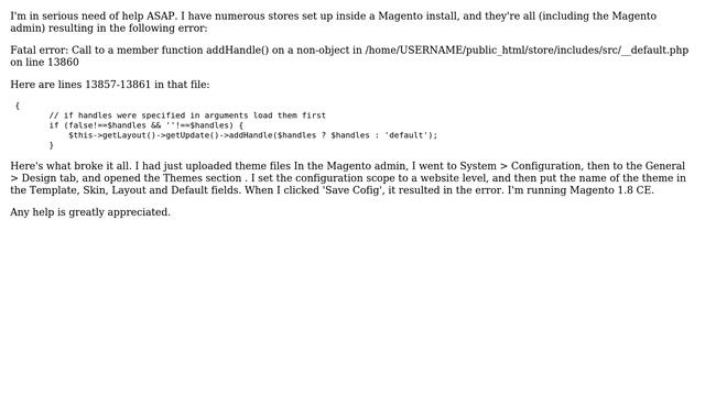 Magento: Fatal error after updating template, skin, layout and default in 1.8 CE