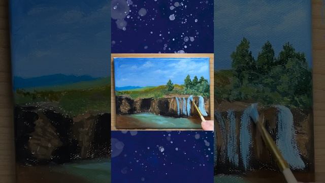 «Водопад» картина маслом #shorts #картина #водопад #пейзаж #река #живопись #краски #искусство