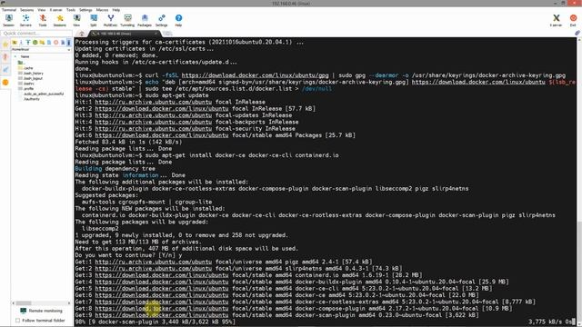 Install Docker engine and run first container.