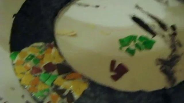 Mosaic made of egg shell decoupage
