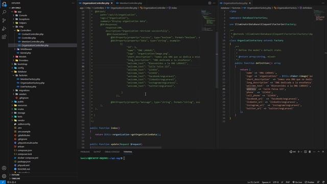 Video #14 - Documentamos los metodos de ORGANIZATION (LARAVEL y DOCKER)