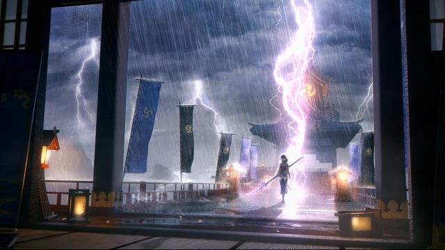 Сёгун Райдэн Шторм и Молнии | Raiden Shogun | Thunderstorm | Genshin Impact Game - Живые Обои
