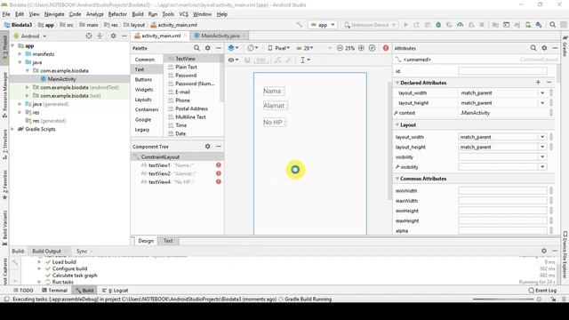 TUTORIAL MEMBUAT BIODATA DENGAN ANDROID STUDIO