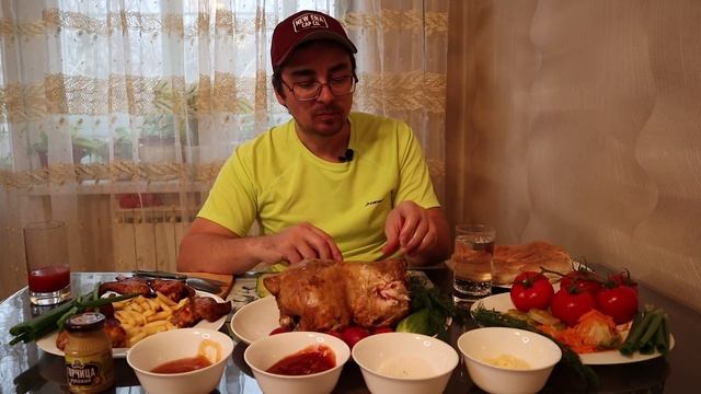 Курица гриль, фри, куриные крылья, соления Мукбанг - ASMR chicken mukbang