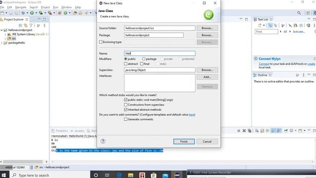 Java-3-tutorial- Create simple project, package, and class. Little understanding of layout