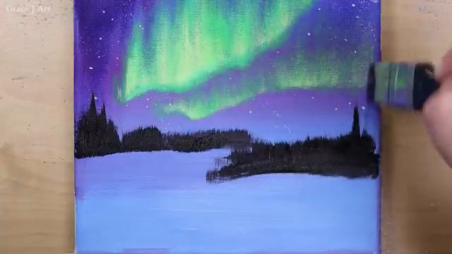 Northern lights Acrylic painting for beginners Painting Tutorial