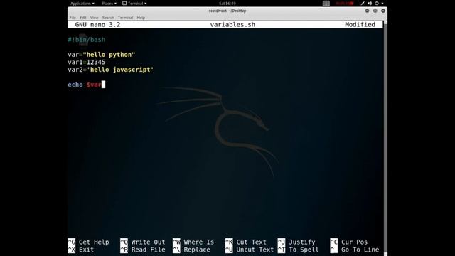 كتابة variables في bash scripting file