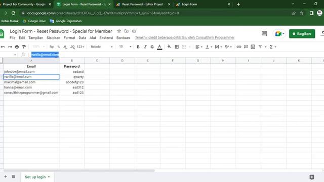 Web App - Apps Script - Reset Password (Special for Member)