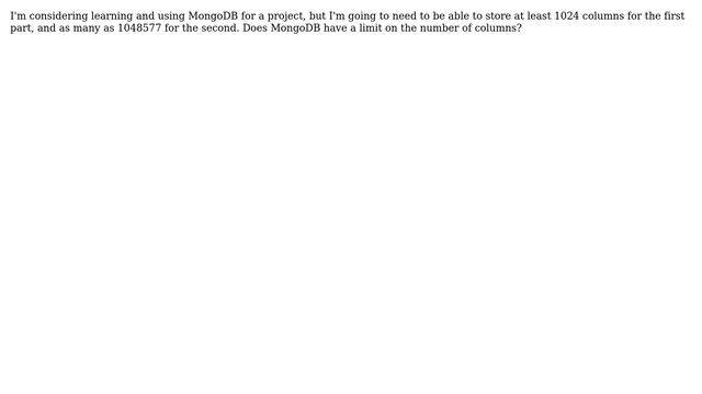 Databases: Maximum number of fields/columns in MongoDB