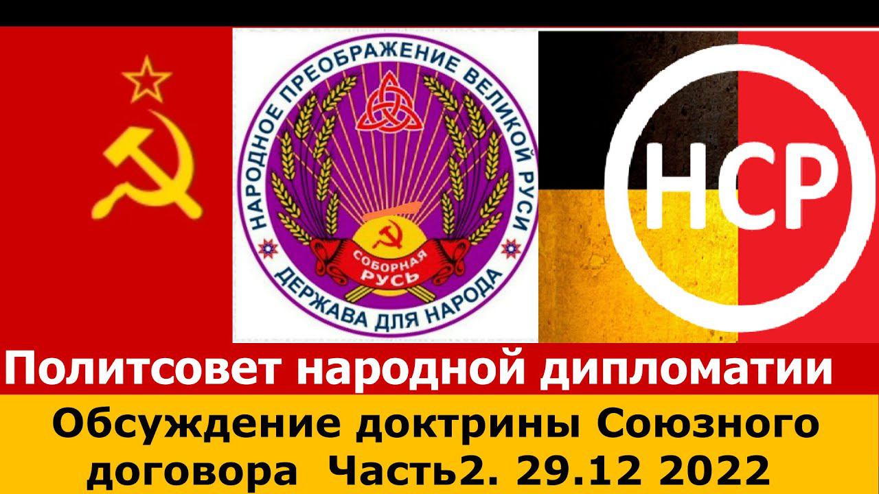 Политсовет народной дипломатии. Обсуждение доктрины Союзного Договора. 29. 12. 2022 Часть 2