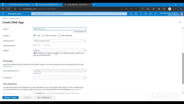 Building a tomcat deployable Java based web application and integrating it with azure