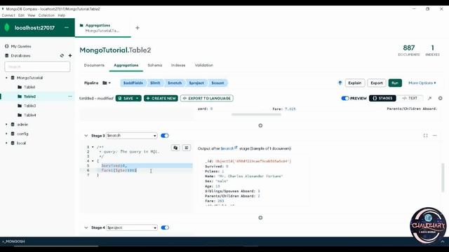 MongoDB Compass - Add Field | Count | Limit | Match | Project in Pipeline