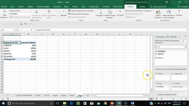 EXCEL 2016  11 TABLA DINAMICA