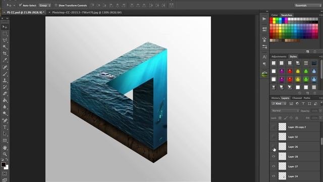 Photoshop CC 2015.5 splash photo behind the scene