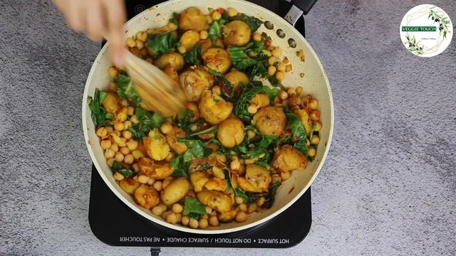 Potato Chickpea Stew with Rainbow Chard | Тушенный картофель с Нутом и Ботвой