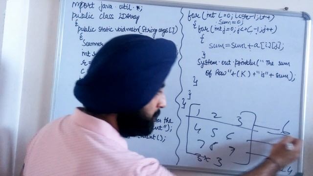 2D Arrays in Java **3|| Input a 2D array &display the sum of each row of that array || Java Program