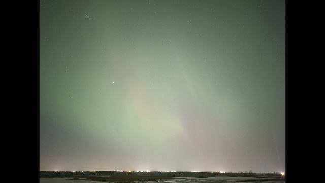 Вечерний таймлапс северного сияние. Ленинградская область, деревня Яльгелево. Дата 3 марта 2024 год.