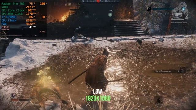 Sekiro Radeon Pro 460 MacBook Pro BootCamp Gameplay
